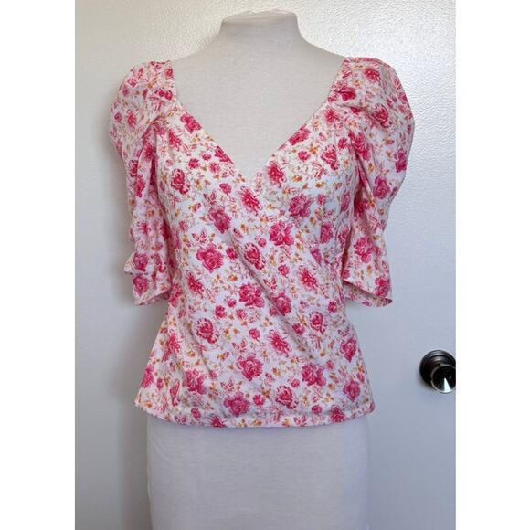 Something Navy Fitted Surplice Top Size Small - Picture 2 of 5